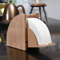Support de rangement triangulaire en bois pour filtres à café, porte-papier anti-poussière avec couvercle en acrylique pour station à café domestique