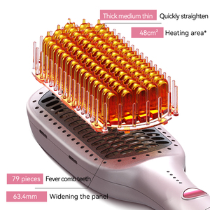 Brosse lissante électrique ionique en céramique compacte pour usage domestique - Peigne lissant professionnel breveté pour une sécurité accrue - Product Image 4