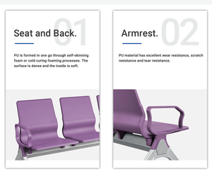 كراسي انتظار عصرية للمساحات العامة في المطارات والمستشفيات ومحطات الحافلات - مقاعد متتالية من الجلد الصناعي متينة للاستخدام التجاري - Product Image 5