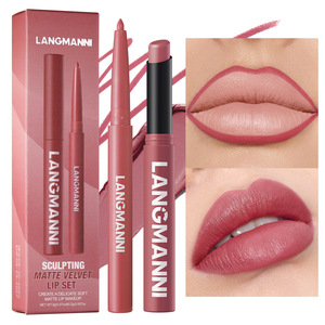 مجموعة مكياج الشفاه محدد شفاه ناعم ملمع شفاه يدوم طويلاً أحمر شفاه مطفي مقاوم للماء - Product Image 2