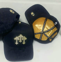 Pengiriman Cepat 31 Topi Oem Custom 5 Panel Rhinestone Original Gorra Olahraga Hitam Suede Brim B CROSS Barbas Topi
