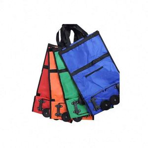 Lightweight Supermarket <b>Carts</b> Reusable <b>Foldable</b> Collapsible Shopping Trolley Bags Folding Grocery Storage Bag With Wheels - Product Image 6