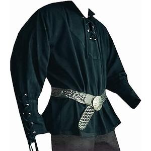 Baige Mens Medieval Lace up Costume Mercenary Scottish Wide Cuff Shirt Renaissance Viking Top - Product Image 4