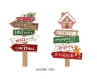 Décoration Murale de Noël 2025 en Gros, Panneau Irrégulier en MDF 30x65.5x0.6cm, Motif Voiture et Chapeau, Décoration de Noël Faite à la Main