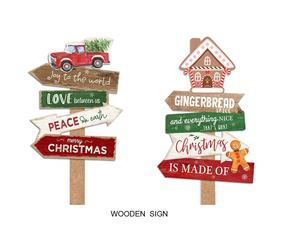 Letrero Navideño Irregular de MDF para Colgar en la Pared, Diseño de Coche y Sombrero, Hecho a Mano, 30x65.5x0.6cm, Venta al Por Mayor 2025 - Product Image 5