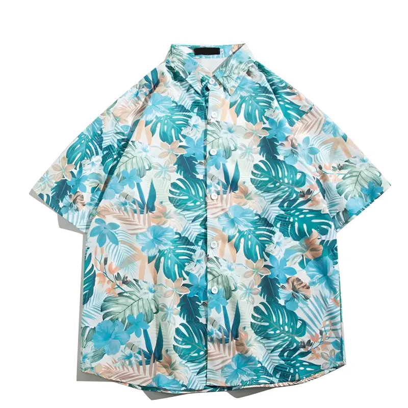 Camicia da uomo di alta qualità con stampa digitale a maniche corte camicia estiva da spiaggia con colletto abbottonato camicie hawaiane Casual