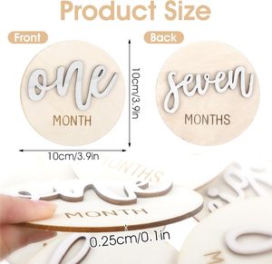 Set di 6 Carte <span class=keywords><strong>Mensili</strong></span> per Bambini, Carte Milestone in Legno 3D Bifacciali per Foto e Annunci - Product Image 6