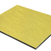 Panneau composite en aluminium avec revêtement PE 1220x2440 mm, finition brossée or, pour façade murale intérieure