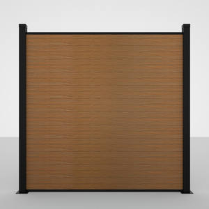 Panneaux de clôture horizontaux modulaires 3D modernes en aluminium <span class=keywords><strong>et</strong></span> métal, traitement naturel enduit du cadre WPC pour faciliter la maison <span class=keywords><strong>et</strong></span> le jardin extérieur - Product Image 3