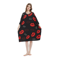 T-shirt d'été personnalisé avec impression de lèvre doux et frais écologique respirant surdimensionné long et ample pour femmes avec poches