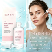 Sérum à l'acide hyaluronique ETRUN ALISA en marque propre pour le visage, hydrate en profondeur pour estomper les ridules, booste l'hydratation de la peau