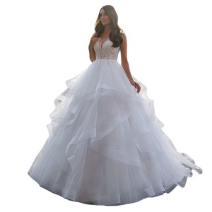 European American Style Wedding Dress <b>White</b> Deep V Neck <b>Lace</b> Vintage Long Elegant Gown Natural Waistline - Product Image 5