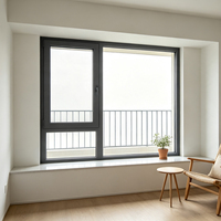 Ventana Abatible de Aluminio con Vidrio Templado de Seguridad, Marco Delgado, Fácil de Limpiar, Insonorizada y a Prueba de Polvo, Directo de Fábrica, para Entrada