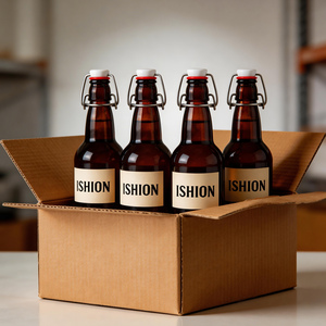 Bouteille de bière en <span class=keywords><strong>verre</strong></span> ambré de 500 ml (16 oz) avec bouchon à bascule, en <span class=keywords><strong>verre</strong></span> de qualité alimentaire, vente en gros d'usine - Product Image 2