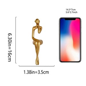<span class=keywords><strong>Escultura</strong></span> Decorativa <span class=keywords><strong>de</strong></span> Resina para Sala <span class=keywords><strong>de</strong></span> Estar o Dormitorio, Diseño Personalizado, Decoración Dorada, Estatua <span class=keywords><strong>de</strong></span> <span class=keywords><strong>Pensador</strong></span> Sentado - Product Image 6
