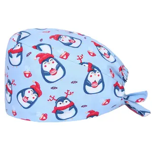 Gorros exfoliantes de Navidad para mascotas Hospital Agencia de belleza Gorros dentales Chef Veterinario Trabajo Transpirable Impreso Scrub Hat para enfermeras