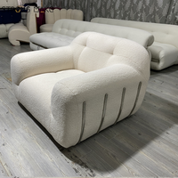 Laine d'agneau de mouton moderne nordique unique hôtel Accent Poltrona rembourré blanc laine d'agneau salon balcon fauteuil de loisirs paresseux