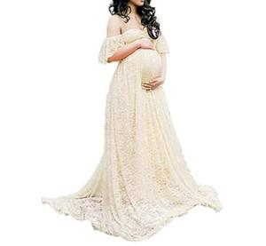 Vestido de novia largo de encaje 2025, accesorios de fotografía para mujer <span class=keywords><strong>embarazada</strong></span>, vestido de verano sin hombros, <span class=keywords><strong>ropa</strong></span> de maternidad para sesión de fotos - Product Image 2