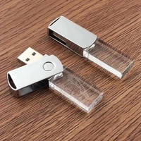 Clé USB LED scintillante en cristal, promotion best-seller, haute vitesse 2.0, 1 Go, 2 Go, 4 Go, 8 Go, 16 Go, 32 Go, 64 Go