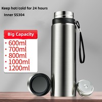 Botol Air Termos Olahraga Terisolasi Custom 1200ml Dinding Ganda Termos Vakum Baja Tahan Karat 304 2022 Baru Hitam untuk Berkemah