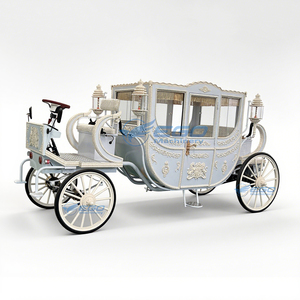 Voiture électrique rétro en acier, type calèche, avec roues en fibre de verre, pour visites en extérieur, parcs et mariages, à vendre - Product Image 2