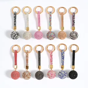 Wholesale Fashion Key Chain with Diamond Pendant Rhinestone Ball Cute Metal Crystal Plastic Glass Alloy PU Bag for Women