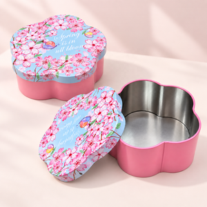 Boîte en métal en forme de fleur de prunier, qualité alimentaire, vide, personnalisable, pour emballage de bonbons et chocolats - Product Image 1