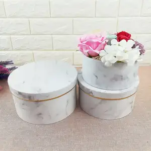 3 Size Round Marble Gift Flower Box Packaging Box Custom Surface Disposal for Wedding Souvenir Lover Gift Box