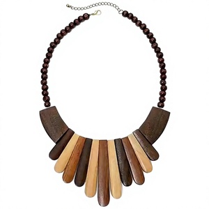 High Quality Wooden Trendy <b>Statement</b> <b>Necklace</b> Beaded Chain Fancy Stylish Bohemian Design Unisex Jewelry Wedding Party ANEES - Product Image 1