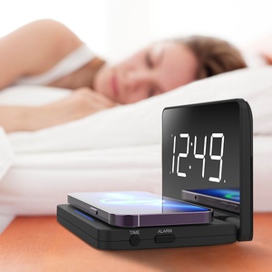Chargeur sans fil 15W pour téléphone, réveil numérique avec miroir, veilleuse 3 en 1, charge rapide, pliable à 180 degrés, OEM <span class=keywords><strong>DOM</strong></span> personnalisé - Product Image 2