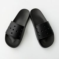 Sandales à glissière antidérapantes pour hommes avec strass, dessus en PVC amortissant pour usage extérieur, sandales à trous confortables