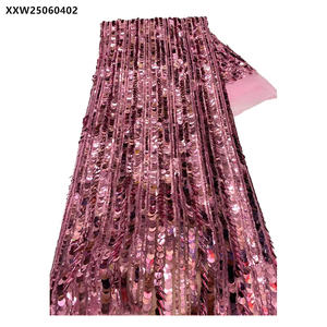 قماش دانتيل فرنسي مطرز بالخرز الفاخر لحفلات الزفاف من الدانتيل والدانتيل الفاخر لفساتين السهرة - Product Image 1