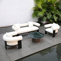 Conjunto de Sofás de Exterior Resistentes a la Intemperie, Asientos Profundos, Estructura Metálica, Muebles de Patio para Hoteles y Resorts, OEM Personalizado