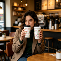 Gobelets à thé au lait et à café écologiques à double paroi, résistants aux boissons chaudes et froides, gobelets en papier pour bubble tea de qualité alimentaire avec couvercles