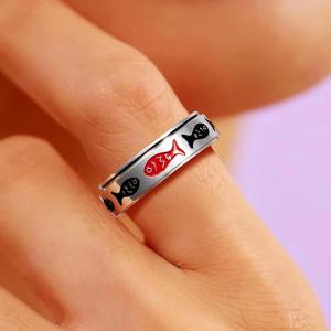Bague anti-stress inspirante en acier inoxydable « Nager <span class=keywords><strong>contre</strong></span> le courant » pour femmes, vente en gros - Product Image 2