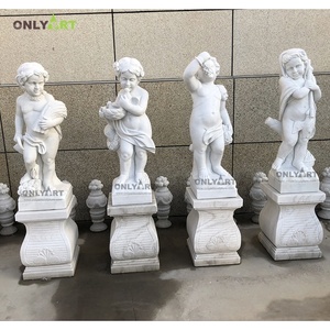 Onlyart fabbrica di arte all'aperto a grandezza naturale di pietra giardino greco nudo ragazzi bambino quattro stagioni statue in marmo scultura - Product Image 1