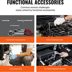 172-Piece <strong>Mechanic</strong> <strong>Tool</strong> <strong>Set</strong> 1/2\" 3/8\" 1/4\" Drive SAE Metric Socket Wrench Kit Auto Repair Combination Wrenches CR-V OEM - Product Image 5