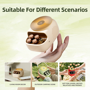 KUANGXIANG Más Popular Festival Evento Regalos Artículos Atmósfera Lámpara LED cálida Altavoz BT con patrón de CD Difusor de aceite esencial - Product Image 4