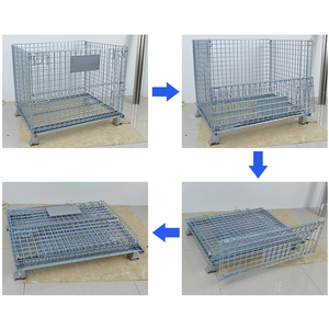 Kim loại thép lưới <span class=keywords><strong>container</strong></span> kho hậu cần Stackable dây lưới <span class=keywords><strong>Container</strong></span> vận chuyển hộp giỏ <span class=keywords><strong>container</strong></span> cho ánh sáng tải - Product Image 4