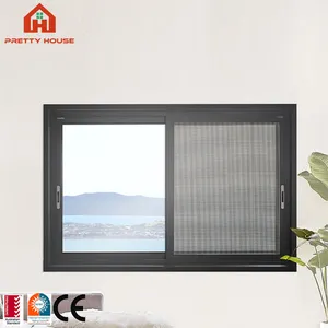 More Than 5 Years Warranty Black Frame Screens Sliding Window With Security Screen