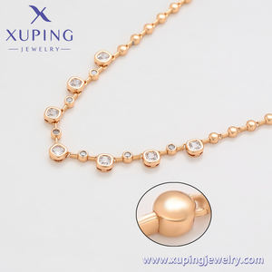 XUPING Collar de Cadena con Cuentas y Circonitas de 6MM, Chapado en Oro Rosa de 18K, Acero Inoxidable, Joyería Minimalista - Product Image 4