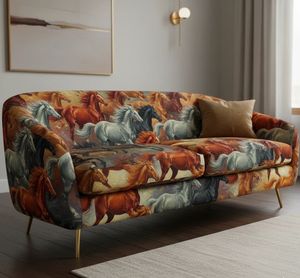 Tela de tapicería Premium Horse Stampede por yarda, material rústico de inspiración occidental para muebles de sala de estar, sofás y sillas. - Product Image 5