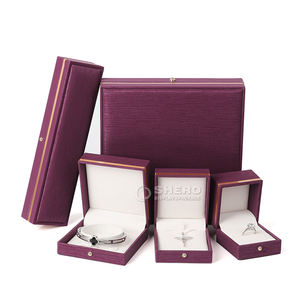 <b>Purple</b> Red Black Wholesale Custom Logo Pu Leather Necklace Bangle Earring Ring Jewelry Box Set - Product Image 1