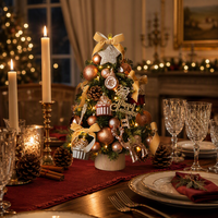 45cm Künstlicher Elch-Weihnachtsbaum-Set mit LED-Beleuchtung Langlebige & Umweltfreundliche Wiederverwendbare Tisch-Mini-Ornament-Dekoration