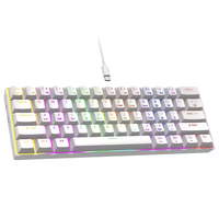 Mini teclado para juegos con cable de 61 teclas, 60% LED retroiluminado mecánico con interruptores azules