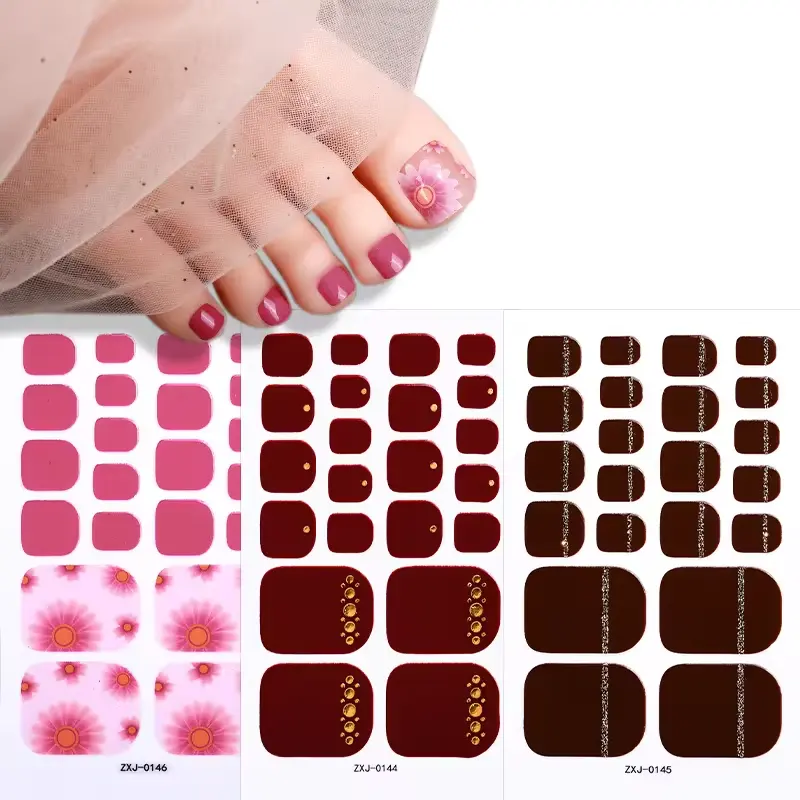 Hot Sale Neus Sticker Hoge Kwaliteit Nagellak Wraps Nagelstrips Ontwerp Diy Foot Tips Metalen Teen Nail Stickers