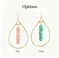 Anting Gantung Lingkaran Bunga Ukiran Resin Paduan Logam Gaya Bohemian Perhiasan Etnik Vintage Aksesoris Wanita Fashion Hadiah