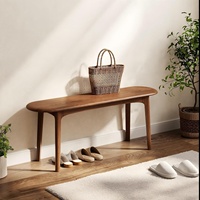Banc de salle à manger en bois massif, coins arrondis, design mi-siècle, pour entrée, cuisine, chambre, mobilier de gros CY054 (Stock US)