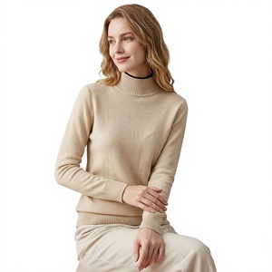 Suéter de Cuello Alto para Mujer, 100% Cachemira, Manga Larga, Color Sólido, Estilo Minimalista, Otoñal, Antipilling, Tejido de Punto - Product Image 1