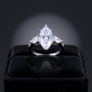 Jenime 925 Sterling Silver Blue <b>Green</b> Moissanite Engagement <b>Ring</b> Women Prong Set Classic Pear Brilliant Cut Center Stone 7x11mm - Product Image 3